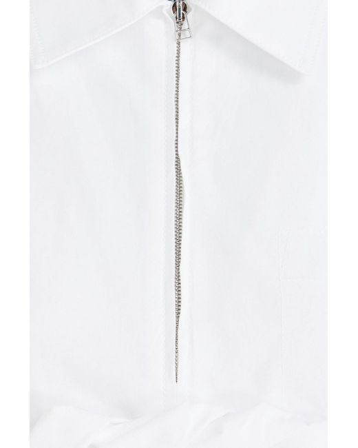 Jacquemus White La Chemise Silpa Cropped Twist-front Cotton-poplin Shirt
