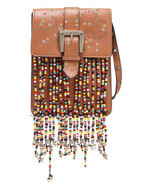 Red(v) Brown Embellished Leather Shoulder Bag