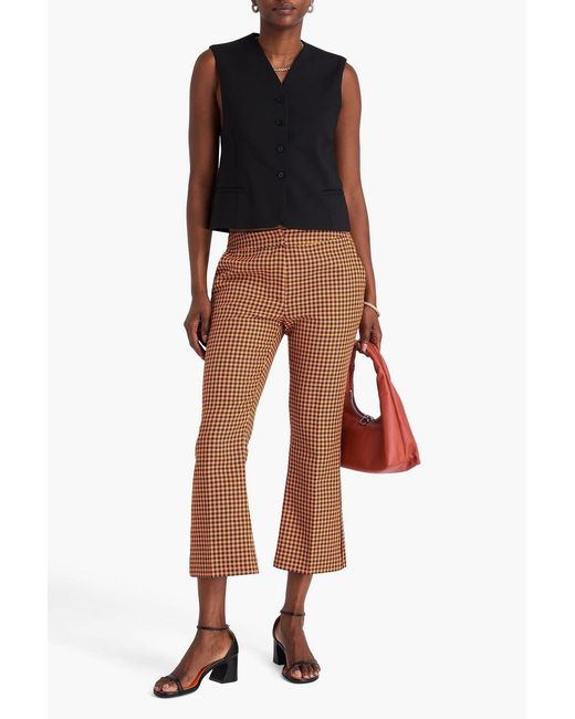 Marni Brown Checked Jacquard Kick-flare Pants