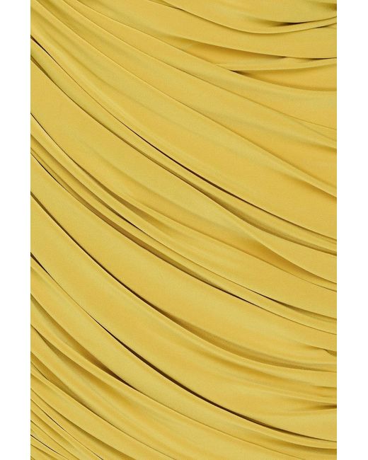 Norma Kamali Yellow Diana One-Shoulder Draped Stretch-Jersey Gown