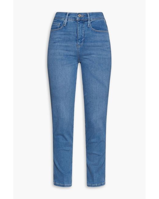 FRAME Blue Le Sylvie Cropped High-rise Straight-leg Jeans