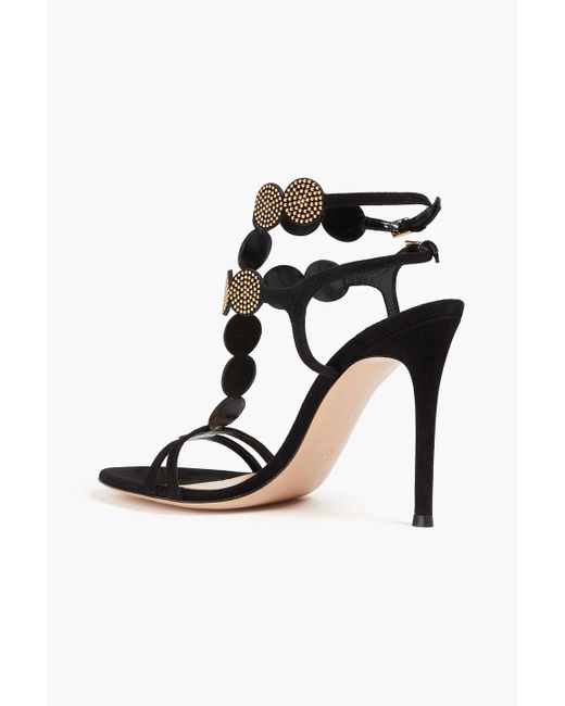 Gianvito Rossi White Babylon Embellished Suede Sandals