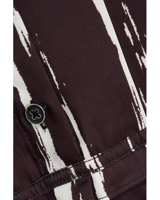 3.1 Phillip Lim Brown Belted Pleated Printed Satin-Twill And Chiffon Midi Dress