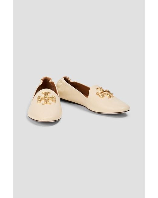 Tory Burch Natural Eleanor Embellished Leather Loafers