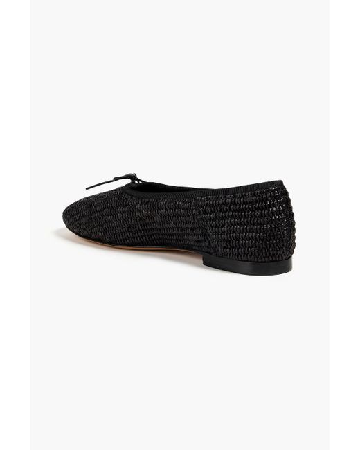 Mansur Gavriel Black Bow-detailed Raffia Ballet Flats