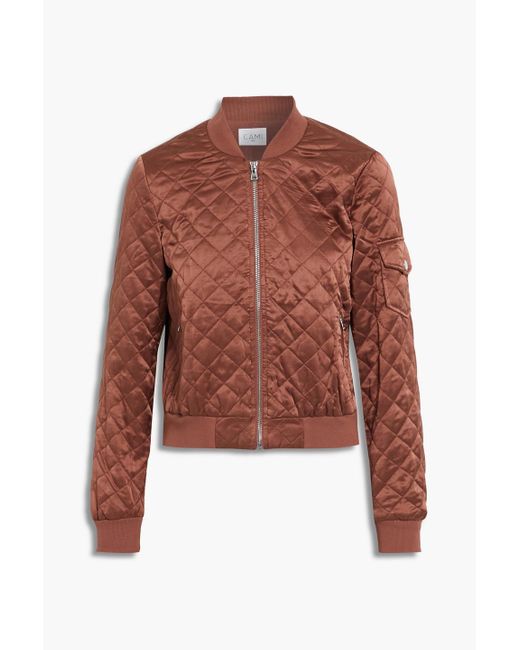 Cami NYC Brown Diedre Quilted Silk-satin Bomber Jacket