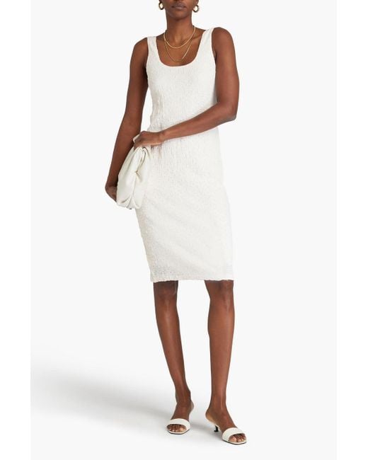 Vince White Kleid aus einer baumwollmischung mit raffung