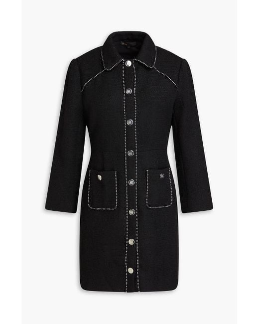 Maje Black Chain-Embellished Tweed Mini Dress