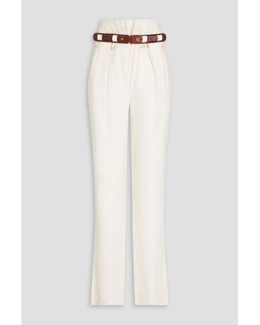 Giuliva Heritage White Geraldine Linen Straight-leg Pants