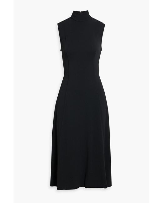 Another Tomorrow Black Crepe Midi Dress