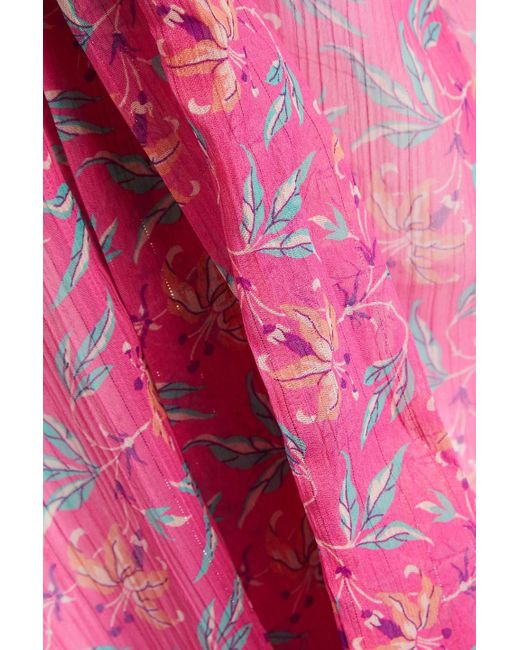 Melissa Odabash Pink Marianna Metallic Floral-print Crepon Kaftan