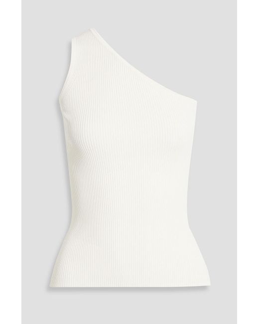 Zimmermann White One-shoulder Ribbed-knit Top