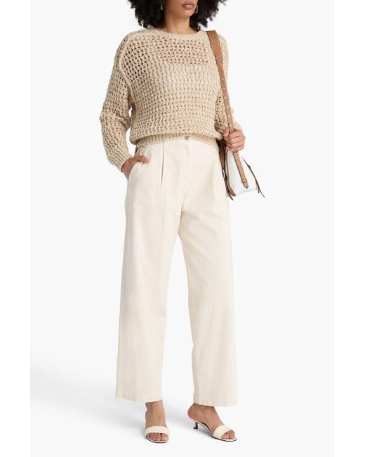 Brunello Cucinelli White High-Rise Wide-Leg Jeans