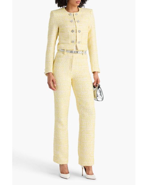 ROTATE BIRGER CHRISTENSEN Yellow Sequin-Embellished Tweed Jacket