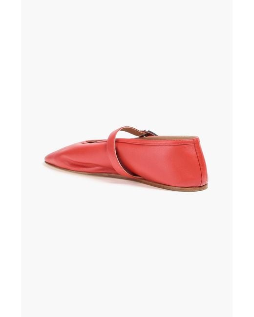 Le Monde Beryl Red Stella Leather Mary Jane Flats