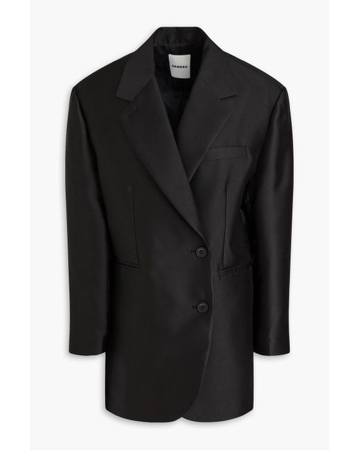 Sandro Black Satin-twill Blazer