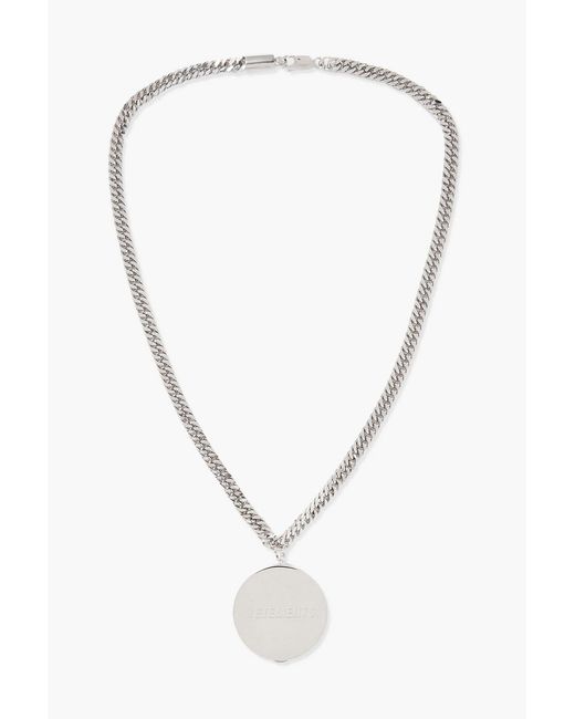 Vetements White Grinder Logo-Engraved-Tone Pendant Necklace for men