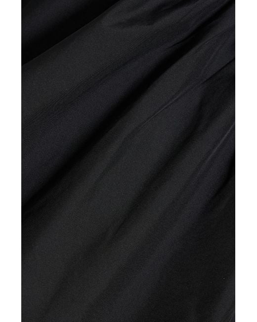 ROTATE BIRGER CHRISTENSEN Black Taft minikleid aus taft mit rüschen und asymmetrischer schulterpartie