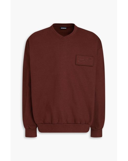 Jacquemus Red Santon Logo-appliquéd French Cotton-terry Sweatshirt for men