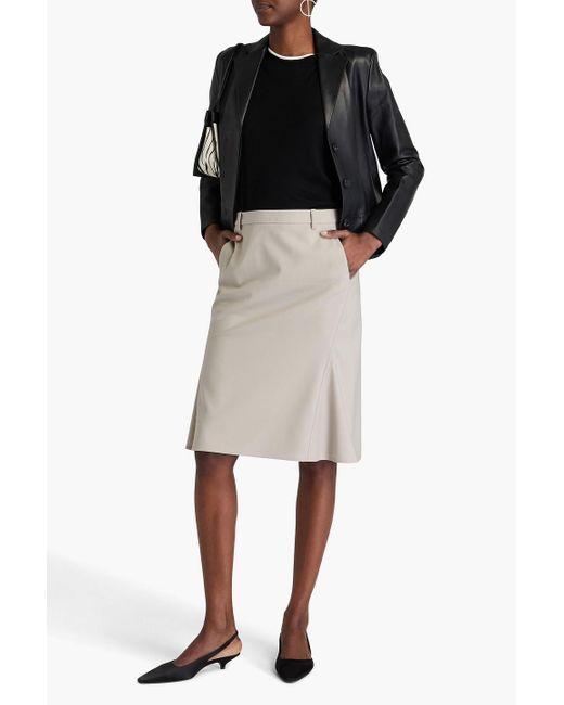 Theory White Wool-Blend Twill Skirt