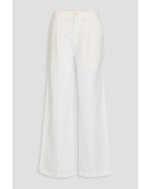 Alex Mill White Madeline Pleated Linen, Lyocell And Cotton-blend Twill Wide-leg Pants