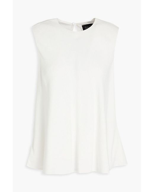 Saloni White Beth Crepe Top