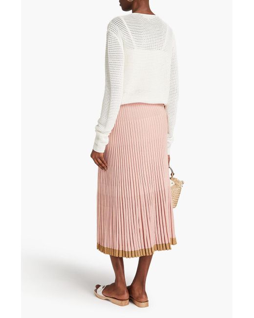 Zimmermann Pink Metallic Ribbed-knit Midi Skirt