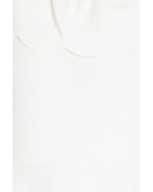 RED Valentino White Scalloped Broderie Anglaise Ribbed-knit Mini Dress