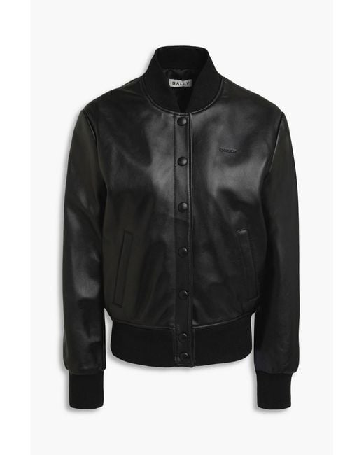 Bally Black Leather Bomber Jacket