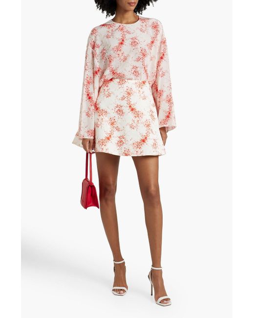 Valentino Garavani Pink Floral-print Cotton And Silk-blend Twill Mini Skirt
