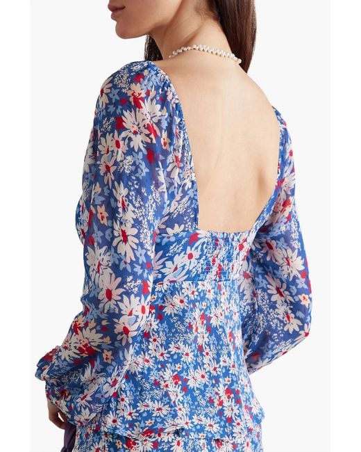 Rixo Blue Bridgette bluse aus georgette mit floralem print