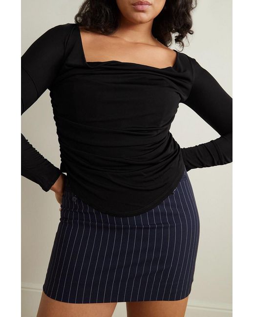 Staud Black Solana Draped Stretch-jersey Top