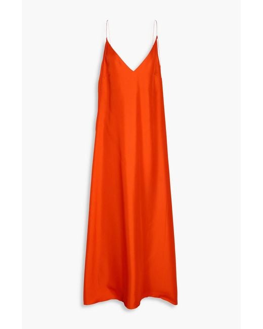 Rohe Orange Silk-Twill Midi Slip Dress
