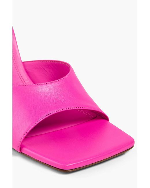 AMINA MUADDI Pink Laura Leather Mules