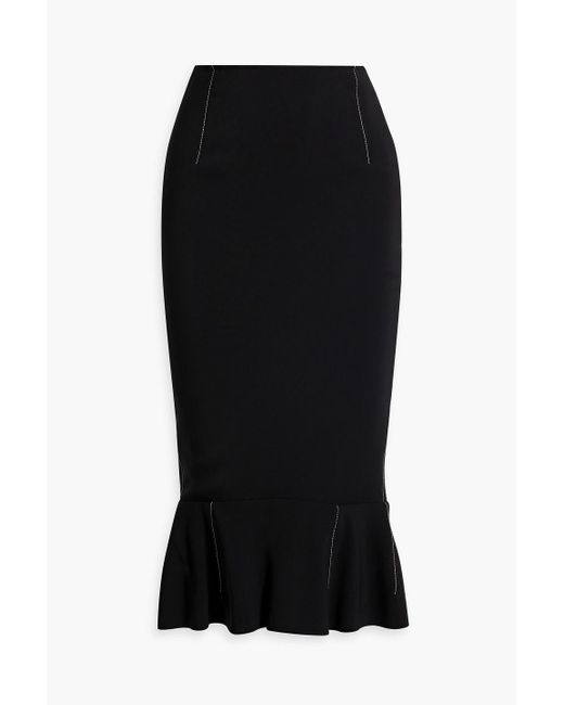 Marni Black Fluted Crepe Midi Skirt