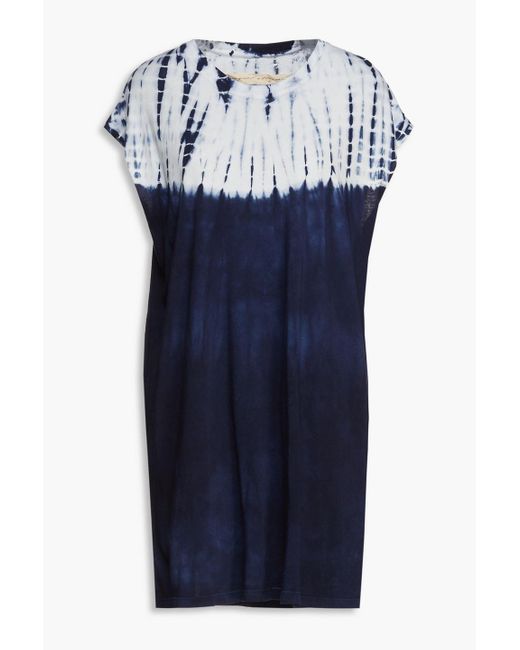 Raquel Allegra Blue Tie-dyed Cotton-jersey Mini Dress