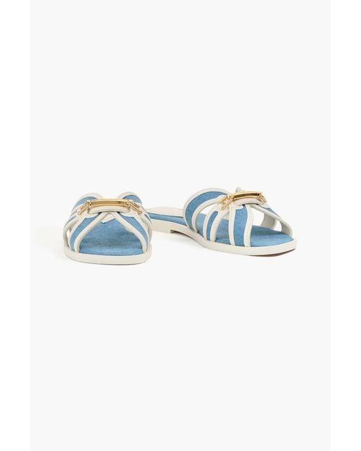 Zimmermann Blue Leather And Denim Sandals