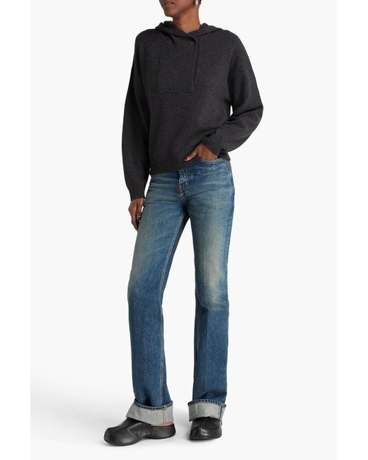 Theory Black Wool And Cashmere-blend Hooded Sweater