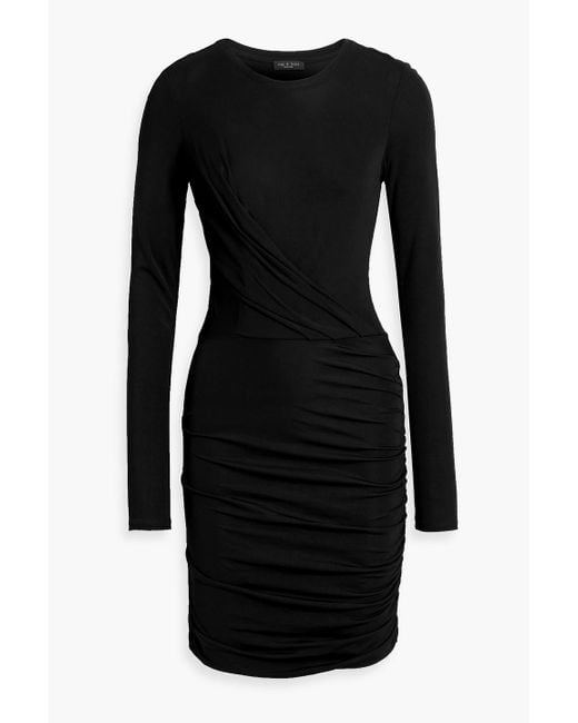 Rag & Bone Black Holly Wrap-effect Ruched Stretch-jersey Mini Dress