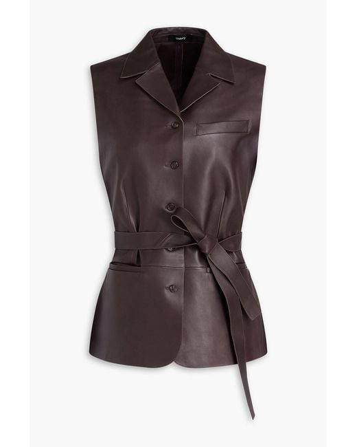 Theory Brown Leather Vest