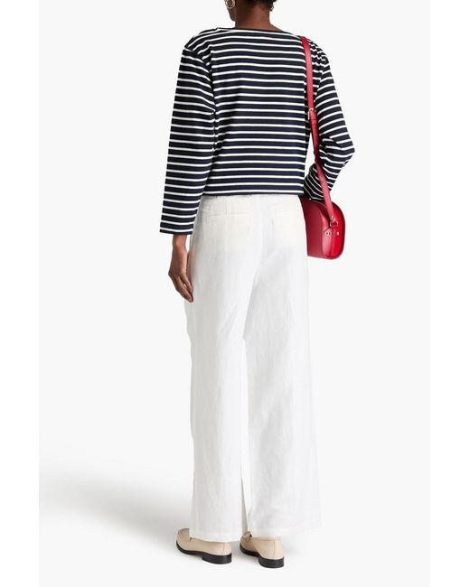 Alex Mill White Madeline Pleated Linen, Lyocell And Cotton-blend Twill Wide-leg Pants