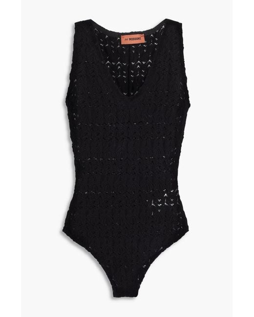 Missoni Black Crochet-knit Bodysuit