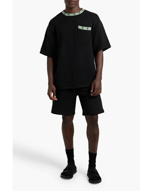 The Elder Statesman Black Jacquard-Knit Cotton-Blend T-Shirt for men