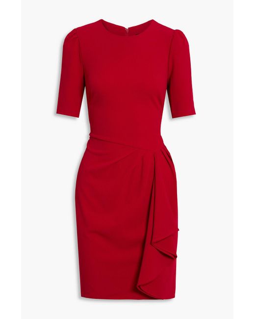 DKNY Red Draped Gathe Crepe Mini Dress