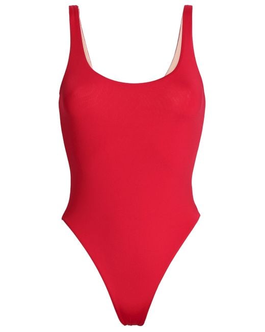 Skin Reversible Open-back Swimsuit Red