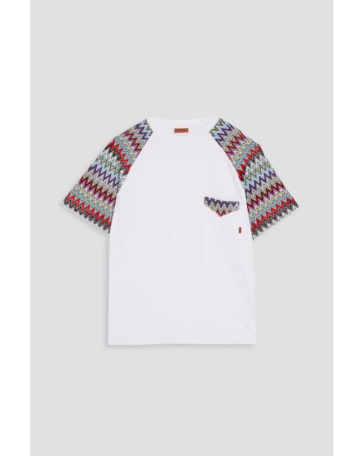 Missoni White Crochet-trimmed Cotton-jersey T-shirt for men