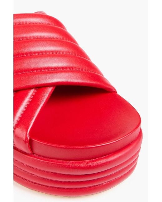 Farm Rio Red Quilted Leather Platform Sandals