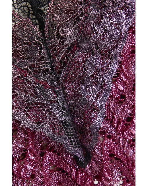 Missoni Purple Lace-trimmed Metallic Crochet-knit Wool-blend Tank