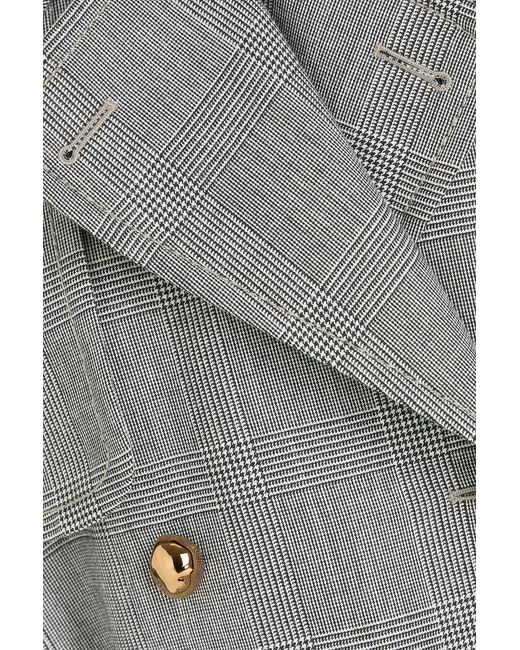 Zimmermann Gray Belted Prince Of Wales Checked Wool-Blend Trench Coat