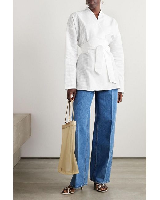 TOVE White Arya Belted Cotton-Ripstop Shirt